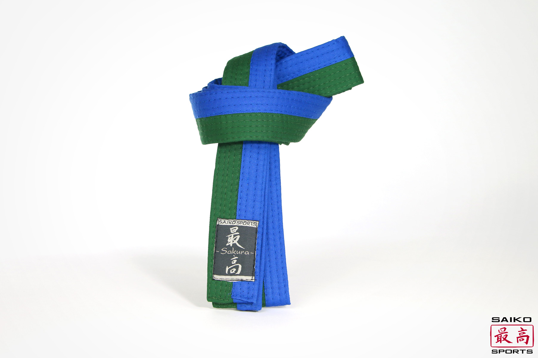 SaikoSports - Karate leben - Kinderkarategürtel - grün-blau