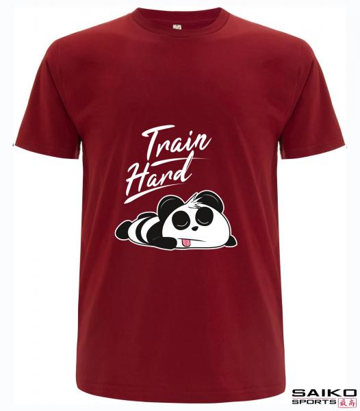 T-Shirt Train Hard Panda dunkelrot